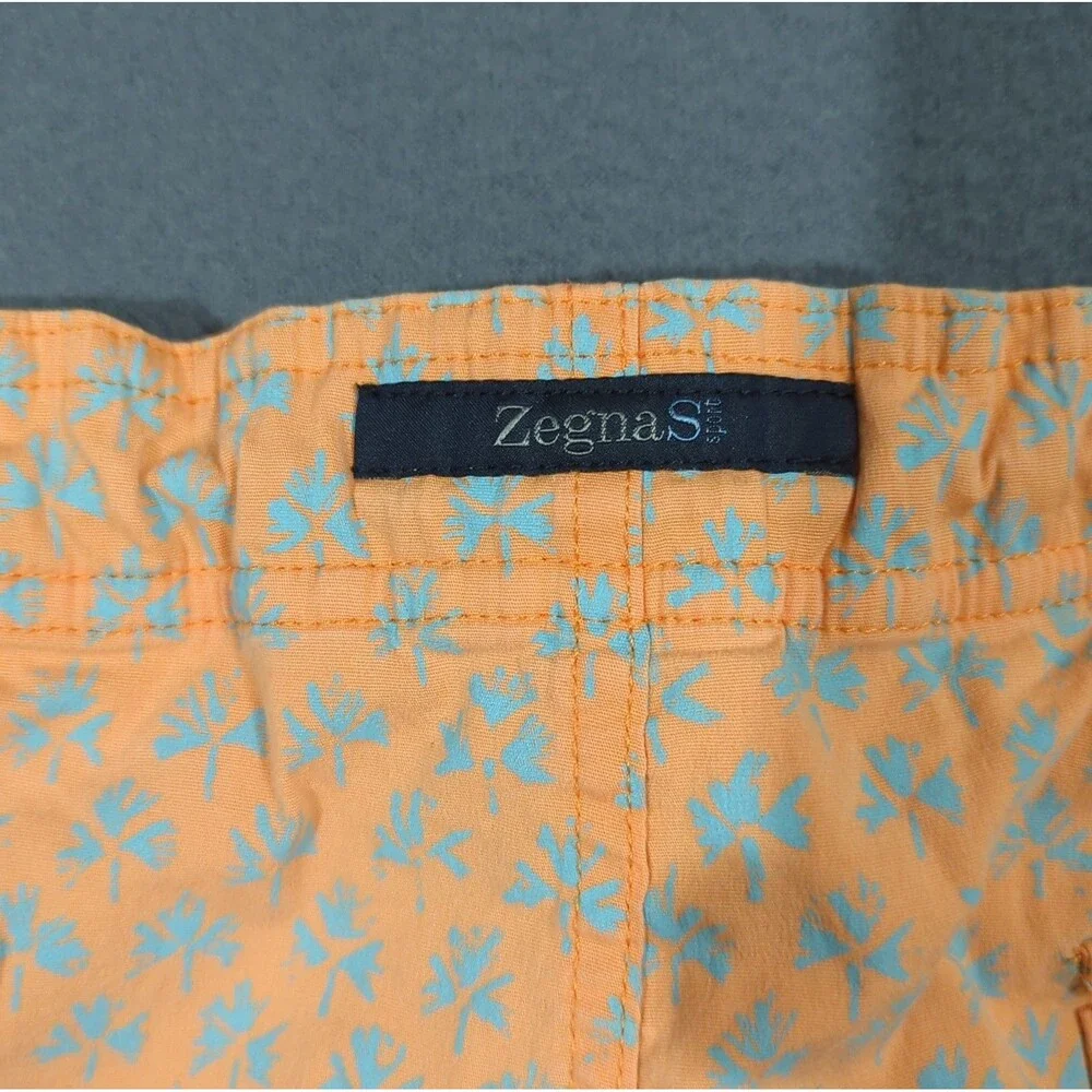 Zegna Sport Swim Trunks Men's L Orange Travel Vacation Beach